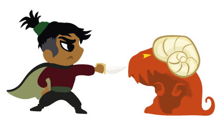 Marol retando a una bestia a combate